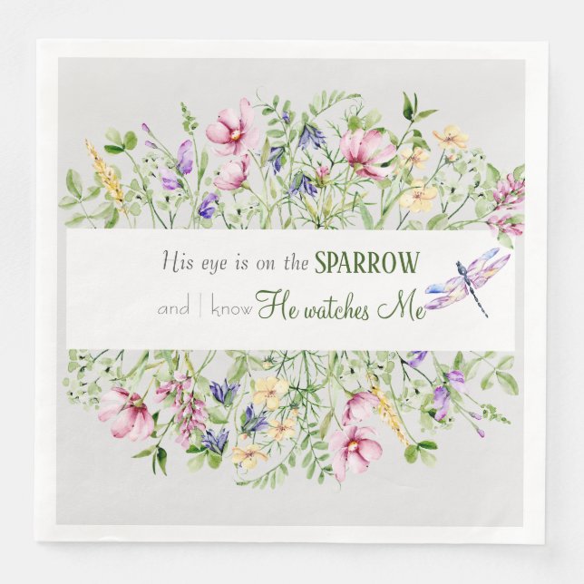 Serviette En Papier Écriture de foi encourageant l'aquarelle botanique (Devant)