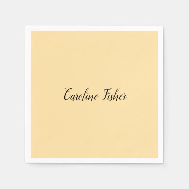 Serviette En Papier Écriture Manuelle Classique Simple Beige (Devant)