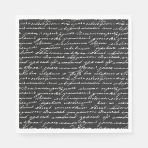 Serviette En Papier Écriture manuscrite cursive Histoire noir blanc