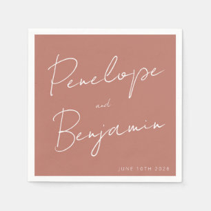 Serviette En Papier Écriture Manuscrite Moderne Mariage Bohème Terraco