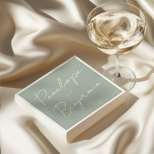 Serviette En Papier Écriture manuscrite moderne mariage boho sage