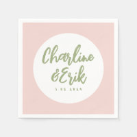 Écriture manuscrite Pastel rose Mariage rétro serv