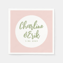 Serviette En Papier Écriture manuscrite Pastel rose Mariage rétro serv
