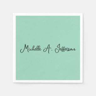 Serviette En Papier Écriture manuscrite Turquoise légère Nom créatif t