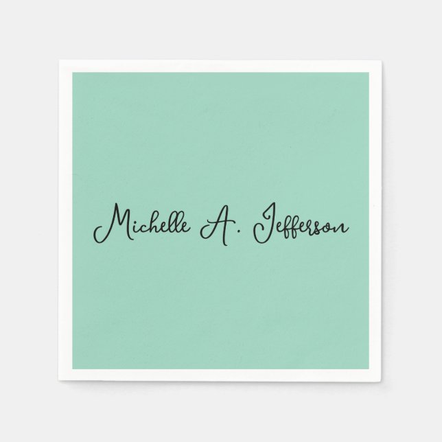 Serviette En Papier Écriture manuscrite Turquoise légère Nom créatif t (Devant)