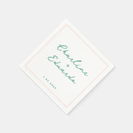 Serviette En Papier Écriture manuscrite verte Pastel Mariage rétro