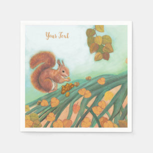 Serviette En Papier Écureuil mignon avec des noisettes illustration pe