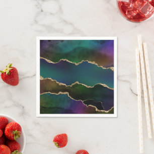 Serviette En Papier Edgy Agate   Dark Moody Jewel Tone Turquoise