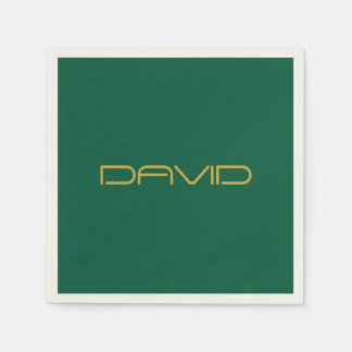 Serviette En Papier Editable Stylish Text | Gold & Hunter Green