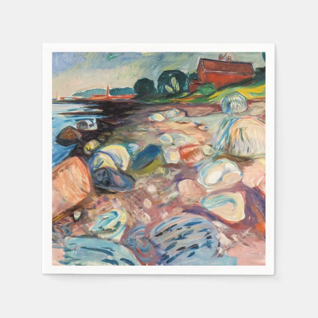 Serviette En Papier Edvard Munch - Rive avec Maison Rouge (Devant)