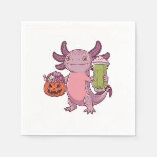 Serviette En Papier Éffrayant Axolotl Holding Matcha et traiter Hallow