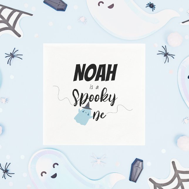Serviette En Papier Éffrayant | Halloween B-Day Napkin | Bleu minimal (Créateur téléchargé)