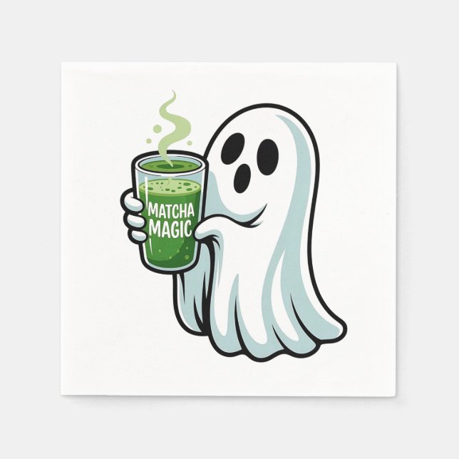 Serviette En Papier Éffrayant Halloween Fantôme Boire Matcha Boire (Devant)