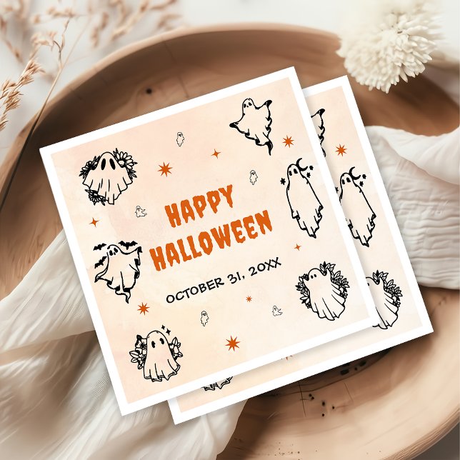 Serviette En Papier Éffrayant Halloween mignon fantôme (Créateur téléchargé)