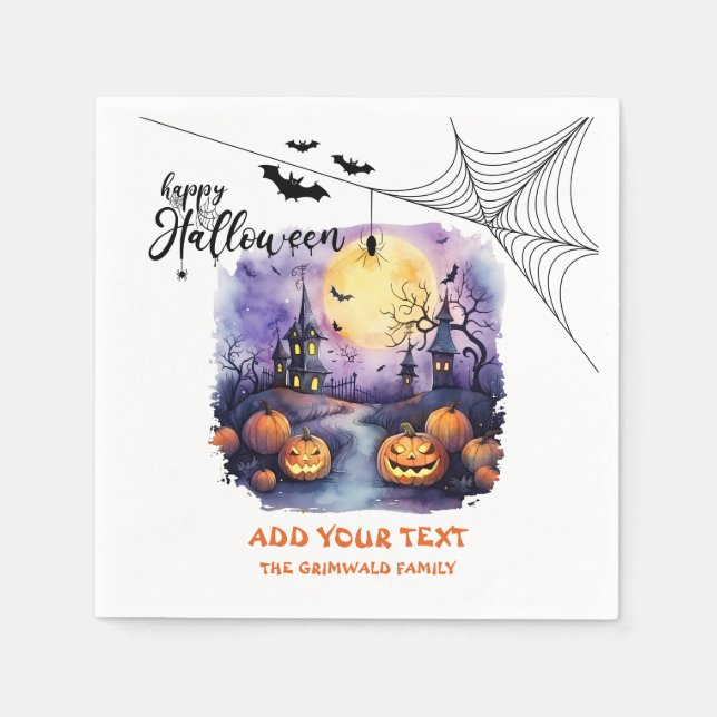Serviette En Papier Éffrayant Halloween papier maison serviettes perso (Devant)