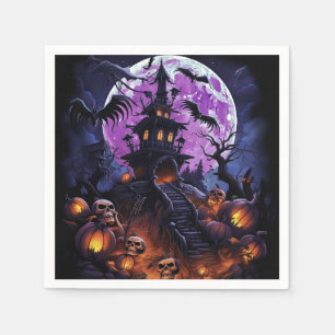 Serviette En Papier Éffrayant Halloween Skeleton Skull Haunted House