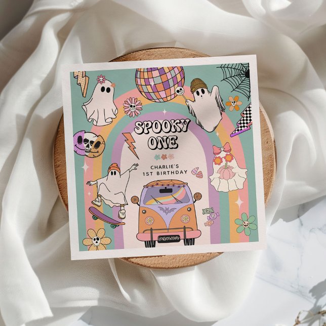 Serviette En Papier Éffrayant One Retro Amusement 1ère fête d'annivers (Créateur téléchargé)