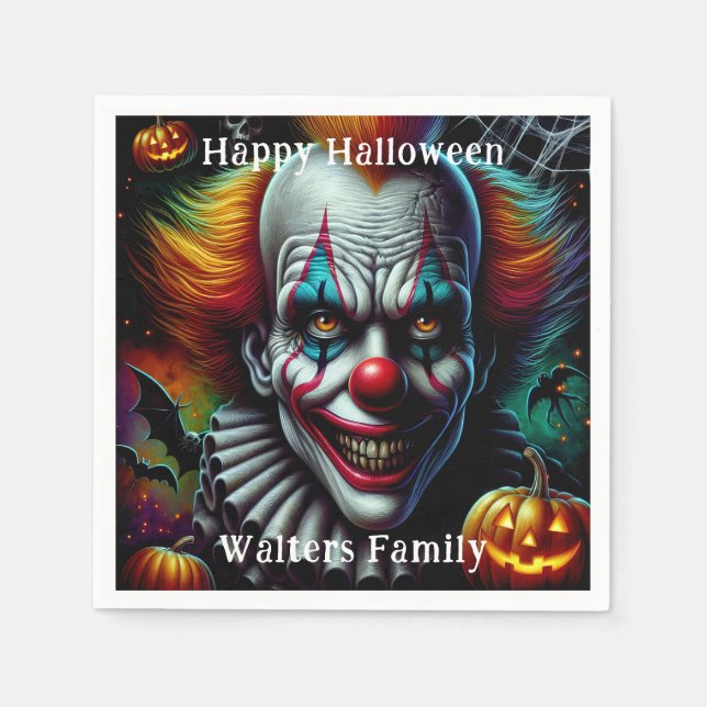 Serviette En Papier Éffrayante Fête d'Halloween Clown effrayant Person (Devant)