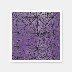 Serviette En Papier Éffrayante Halloween Spider Webs sur violet