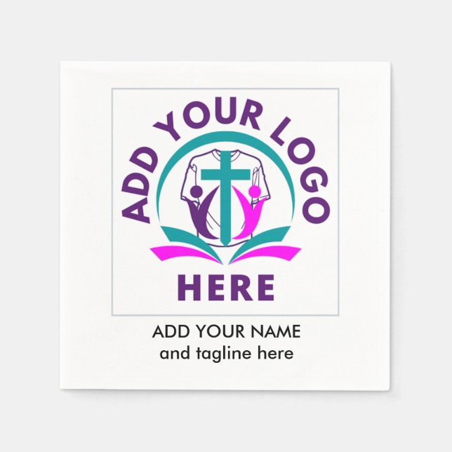 Serviette En Papier ÉGLISE MERCHANDISE Personnalisée Ajouter votre log (Devant)