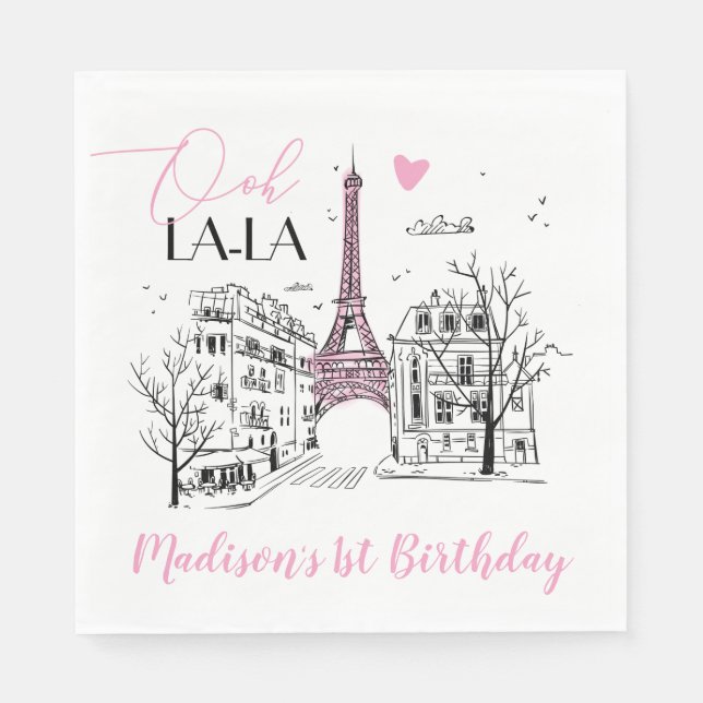 Serviette En Papier Eifel Tower Paris Joyeux anniversaire à Paris (Devant)