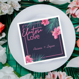 Serviette En Papier Electric Love Neon rose Tropical Mariage rétro