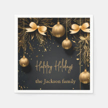 Elégance de Noël d'or - serviettes personnalisable