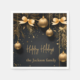 Serviette En Papier Elégance de Noël d'or - serviettes personnalisable