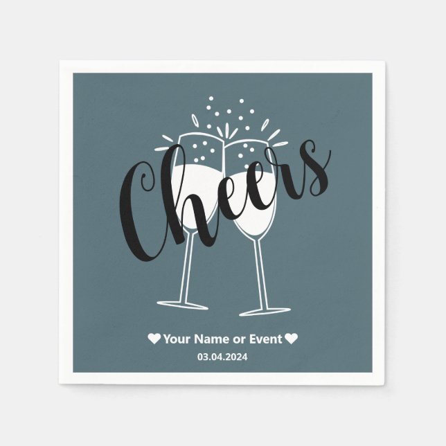 Serviette En Papier Élégance discrète - Serviettes Bleu ardoise Cheers (Devant)