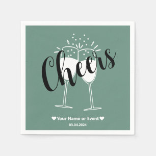 Serviette En Papier Élégance discrète - Serviettes Ocean Teal Cheers