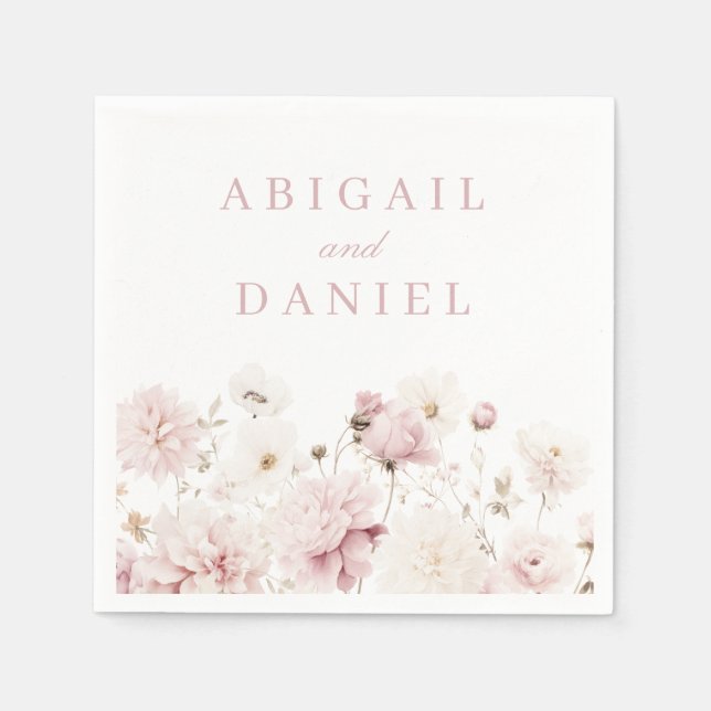 Serviette En Papier Élégance divine : Jardin bleu Mariage floral (Devant)