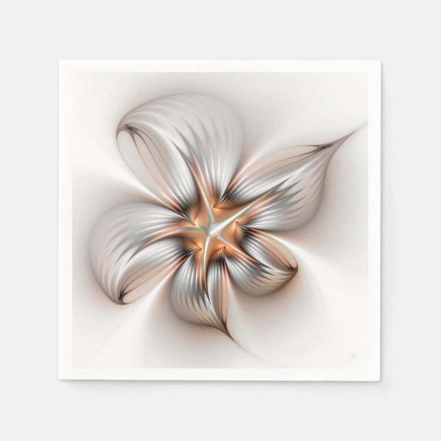 Serviette En Papier Élégance florale Art Abstrait fractal moderne (Devant)
