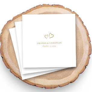 Serviette En Papier Elégance moderne : Mariage de coeur d'or personnal