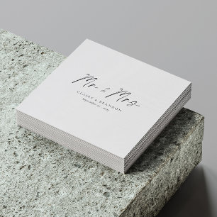 Serviette En Papier Élégance moderne ! Noir & Blanc M. & Mme Mariage