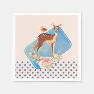 Serviette En Papier Élégance rustique de cerf aquarelle brun mignon
