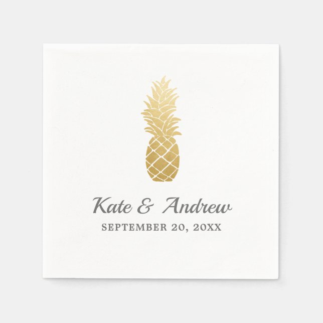 Serviette En Papier Élégance tropicale | Mariage ananas (Devant)
