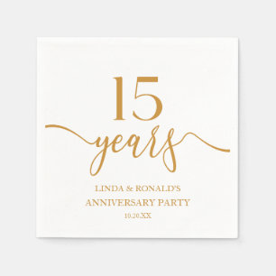 Serviette En Papier Élégant 15e anniversaire de Mariage Champagne