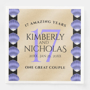 Serviette En Papier Élégant 17ème anniversaire de Mariage des obus
