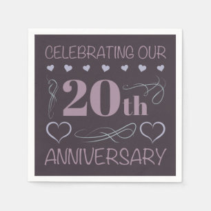 Serviette En Papier Élégant 20e anniversaire Mariage Lavande