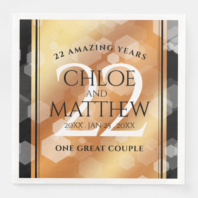 Serviette En Papier Élégant 22e anniversaire de Mariage de cuivre (Devant)