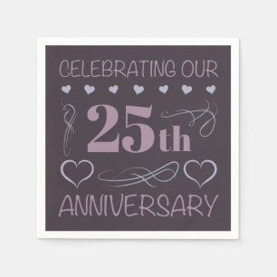 Serviette En Papier Élégant 25e anniversaire de Mariage violet
