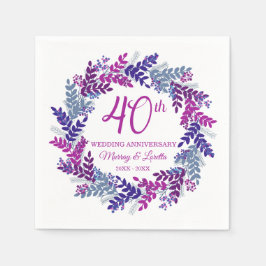 Serviette En Papier Élégant 40e anniversaire de Mariage de couronne ro
