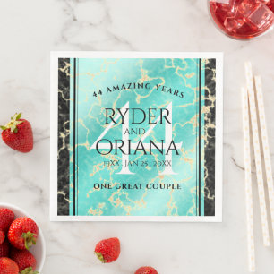 Serviette En Papier Élégant 44ème anniversaire de Mariage turquoise