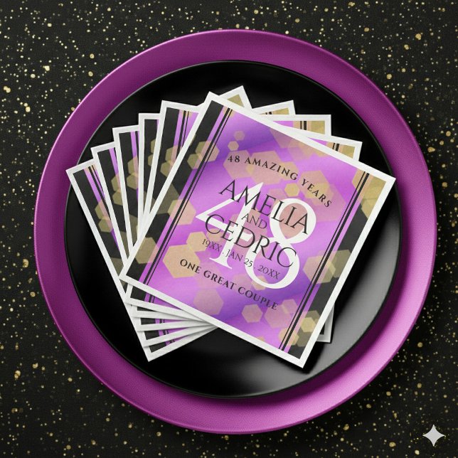 Serviette En Papier Elegant 48th Amethyst Wedding Anniversary (Elegant 48th Amethyst Wedding Anniversary Napkins Cover Photo)