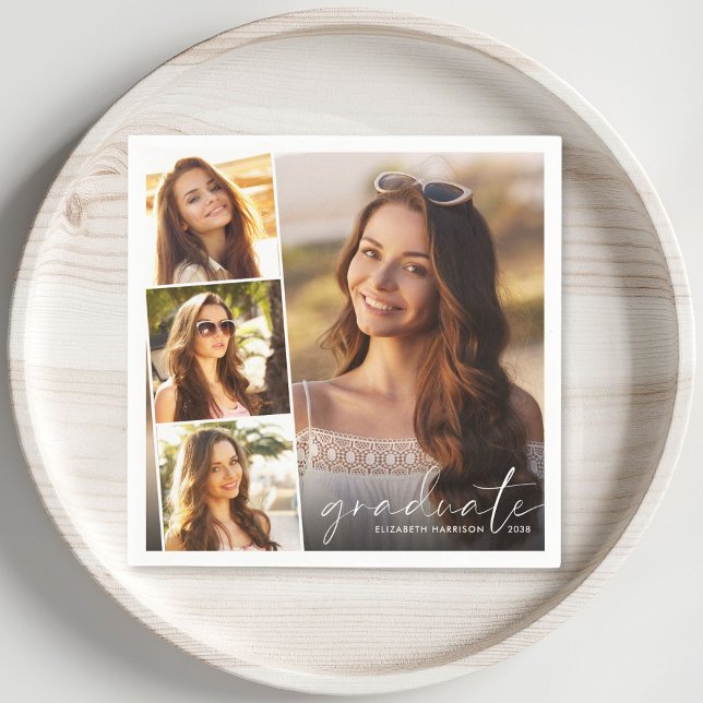 Serviette En Papier Elégant 4 Photo Collage de la fête de graduation (Créateur téléchargé)