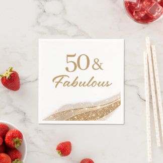 Serviette En Papier Elegant 50 & Fabulous Gold Birthday Party