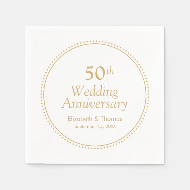 Serviette En Papier Élégant 50e anniversaire de Mariage (Devant)