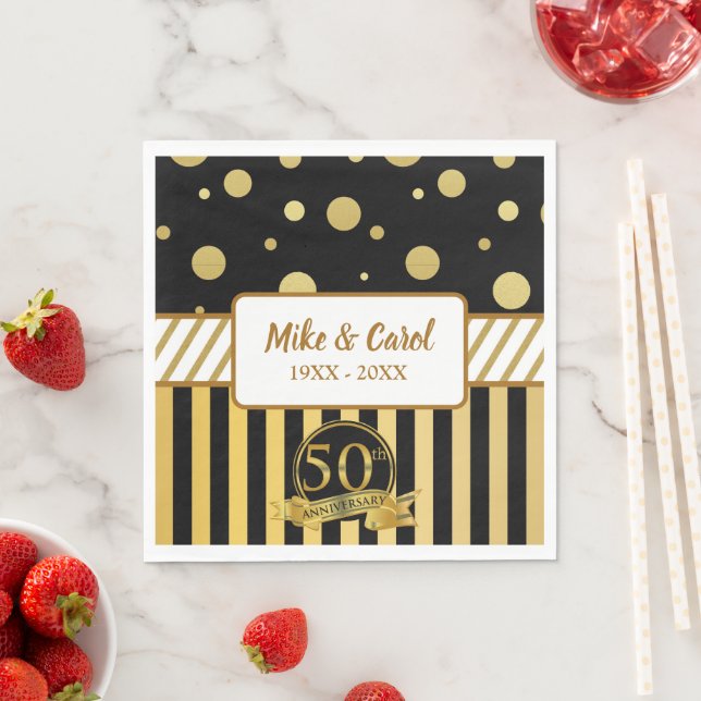 Serviette En Papier Élégant 50e anniversaire de Mariage (En situation)