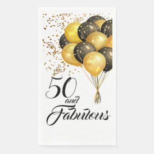 Serviette En Papier Élégant 50e Anniversaire Gold Confetti Texte noir