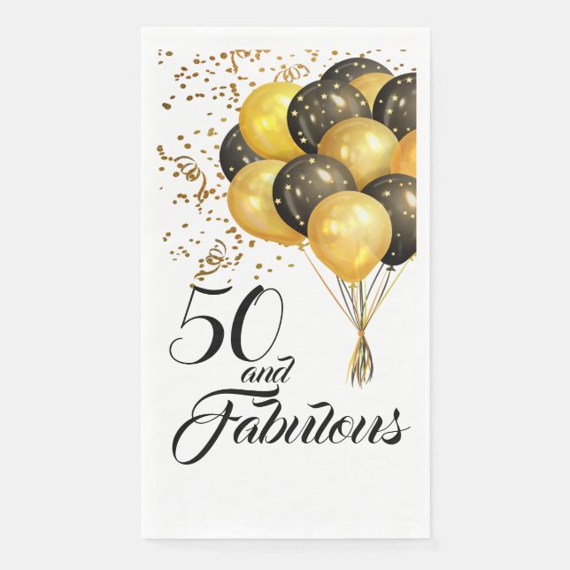 Serviette En Papier Élégant 50e Anniversaire Gold Confetti Texte noir (Devant)